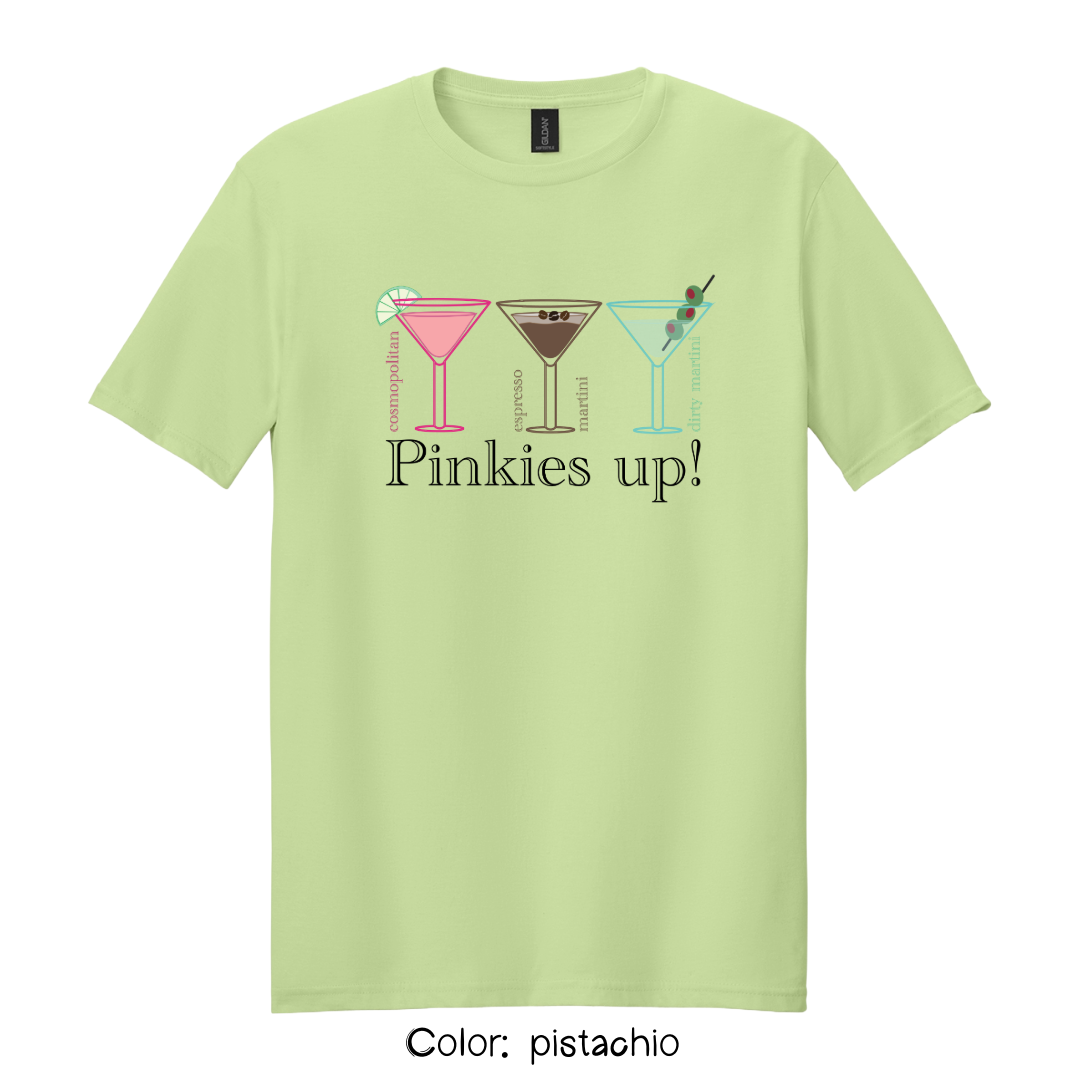 Pinkies Up T-Shirt – Cocktail Martini Graphic Tee | Unisex Casual Shirt